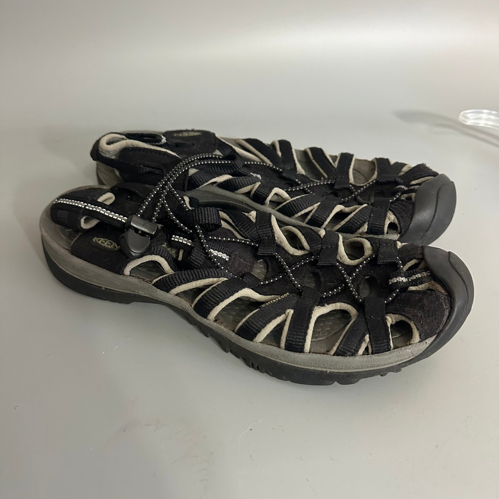 Keen Whisper Sandals Mens 10 Black Grey Waterproof Hiking Sport Water Shoes